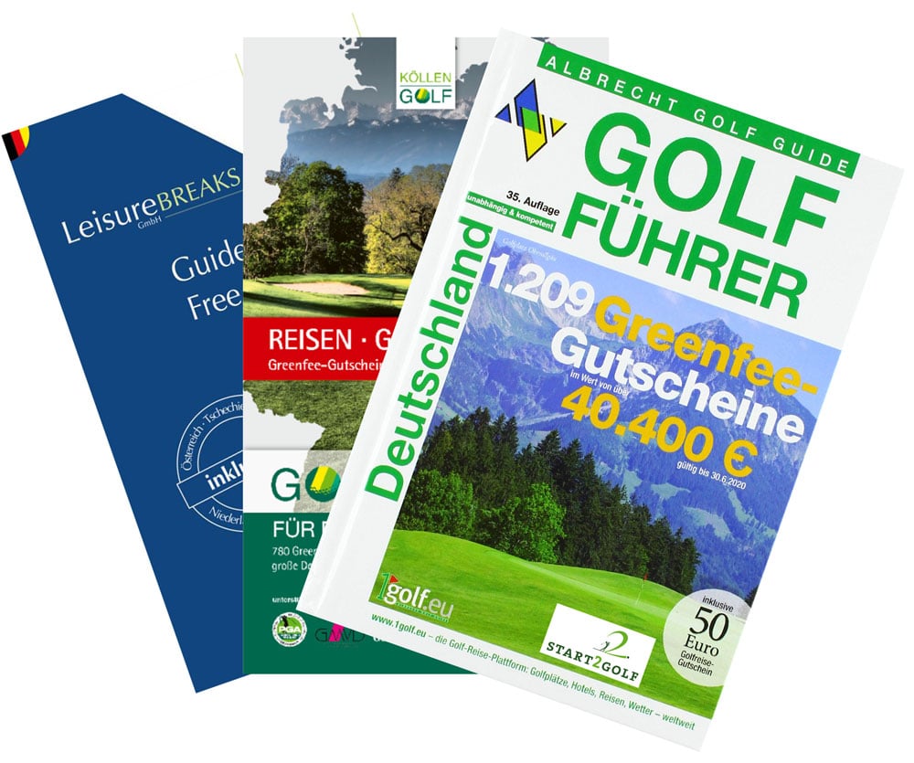 Golf Bücher Rabatt Greenfee LeisureBreaks, Köllen Golfführer und Albrecht Golfführer