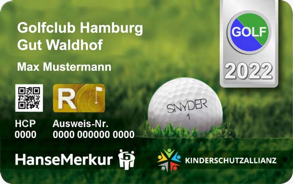 DGV Ausweis 2022 Mitgliedschaft Hamburg im Golfclub Hamburg goldenes R Hologramm